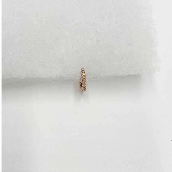 Real Diamond 14k Rose Gold Huggie Cuff Earring - Picture 9 of 12